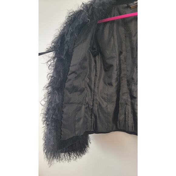 Black Genuine Suede & Fur Trim 70s Glam Whimsygoth Festival Coat - Picture 10 of 16